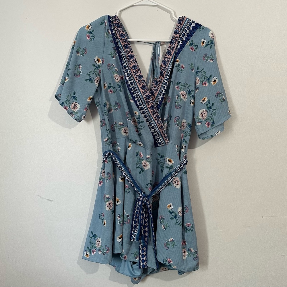 Blue Floral Romper